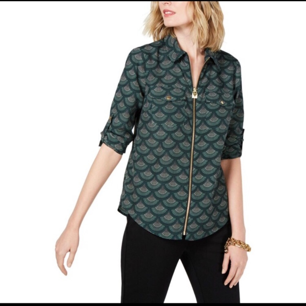 MICHAEL Michael Kors Printed Roll-Tab Sleeve Shirt